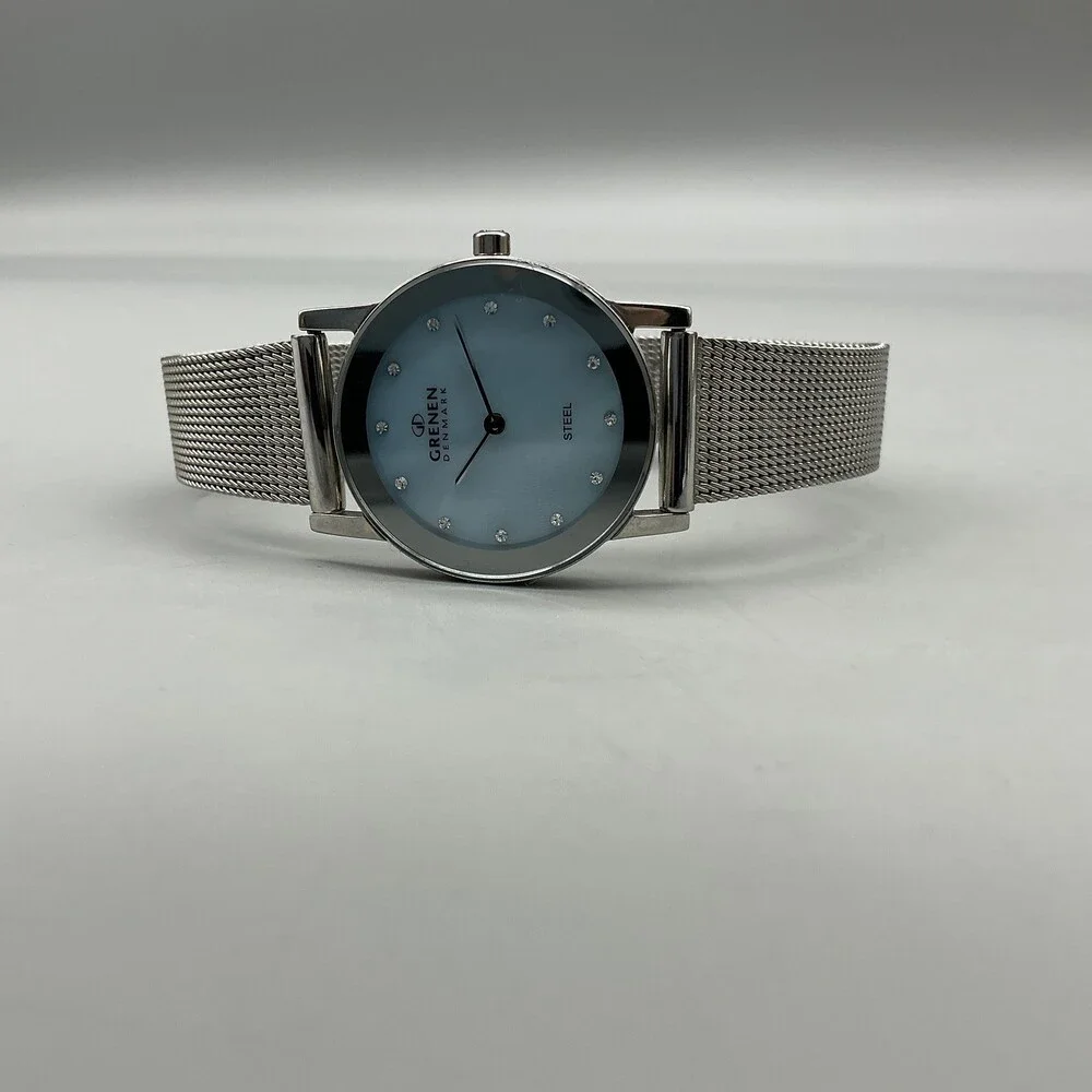 Grenen Womens Watch 27mm MOP Dial Stainless Mesh Band M225SSI New Battery